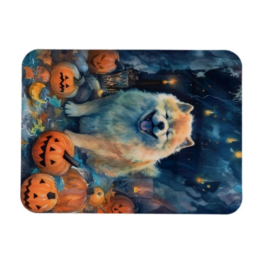 Halloween Chow Chow mit Pumpkins Beängstigend Magnet (Horizontal)