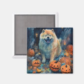 Halloween Chow Chow mit Pumpkins Beängstigend Magnet (Vorderseite/Rückseite)