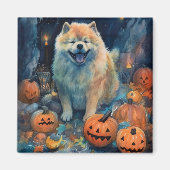 Halloween Chow Chow mit Pumpkins Beängstigend Magnet (Vorne)