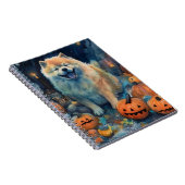 Halloween Chow Chow mit Pumpkins Beängstigend Notizblock (Rechte Seite)