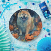 Halloween Chow Chow mit Pumpkins Beängstigend Pappteller (Party)