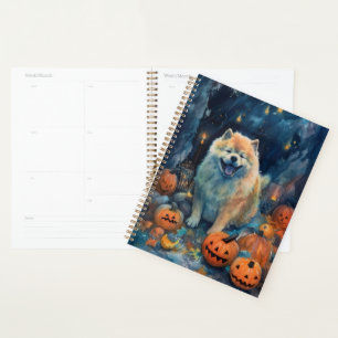 Halloween Chow Chow mit Pumpkins Beängstigend Planer