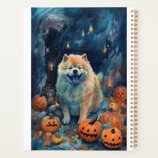 Halloween Chow Chow mit Pumpkins Beängstigend Planer (Rückseite)