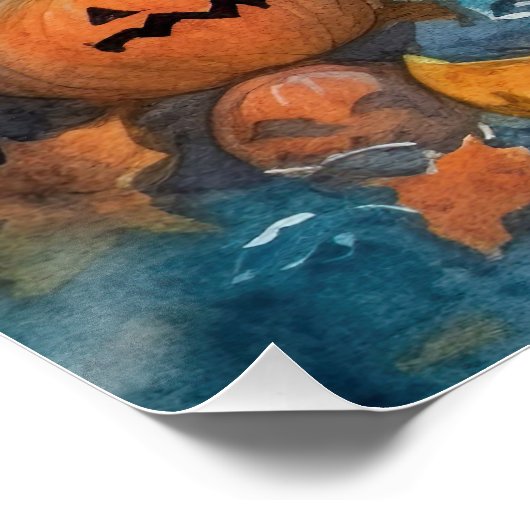 Halloween Chow Chow mit Pumpkins Beängstigend Poster (Ecke)