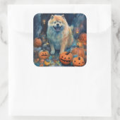Halloween Chow Chow mit Pumpkins Beängstigend Quadratischer Aufkleber (Tasche)