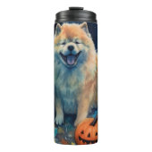 Halloween Chow Chow mit Pumpkins Beängstigend Thermosbecher (Vorderseite)