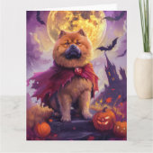 Halloween Chow Chow Vampire Pumpkins Beängstigend Karte (Vorderseite)