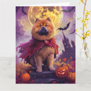 Halloween Chow Chow Vampire Pumpkins Beängstigend Karte