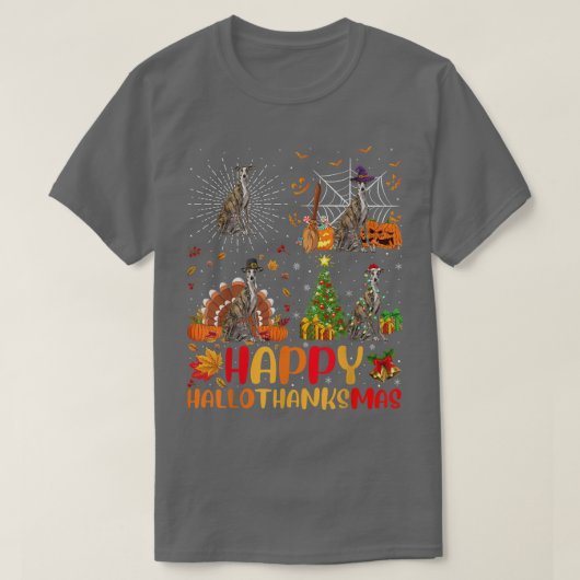 Halloween Christmas Funny Greyhound Dog Hallothank T-Shirt (Design vorne)