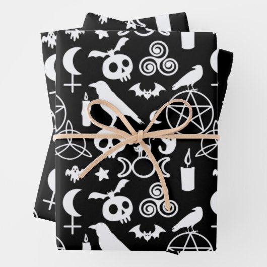 Halloween Christmas Witchy Occult Gothic Pattern Geschenkpapier Set (Beispiel)