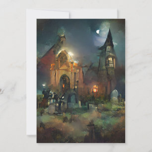 Halloween Church, Mondlicht, Horror Friedhof Dankeskarte