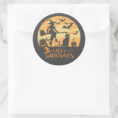 Halloween City und Black Cats Runder Aufkleber (Tasche)