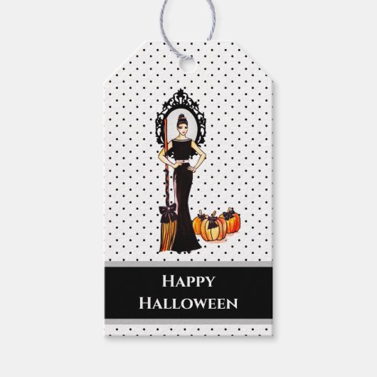 Halloween Classic Elegant Long Black Dress Fashion Geschenkanhänger (Vorderseite)