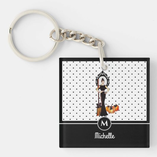 Halloween Classic Elegant Long Black Dress Fashion Schlüsselanhänger (Vorderseite)