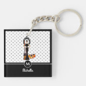 Halloween Classic Elegant Long Black Dress Fashion Schlüsselanhänger (Rückseite)