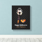 Halloween Classic Elegant Long Black Dress Leinwanddruck (Insitu (Holzboden))