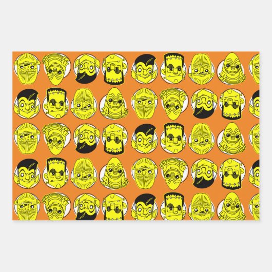 Halloween Classic Movie Monsters Wrapping Paper Geschenkpapier Set (Vorderseite)
