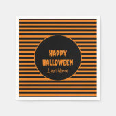Halloween Classic Orange und Schwarz Streifen Serviette (Vorderseite)