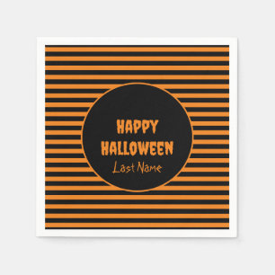 Halloween Classic Orange und Schwarz Streifen Serviette