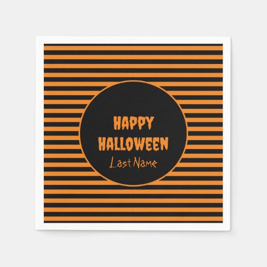 Halloween Classic Orange und Schwarz Streifen Serviette (Vorderseite)