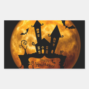 Halloween Classic Round Sticker/Spuk Szene Rechteckiger Aufkleber