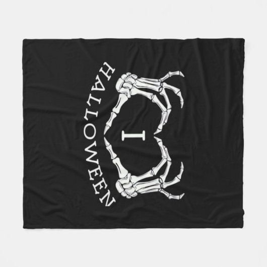 Halloween! Classic - Skelettfächer Herz Fleecedecke (Vorderseite (Horizontal))