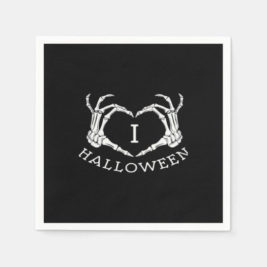 Halloween! Classic - Skelettfächer Herz Serviette (Vorderseite)