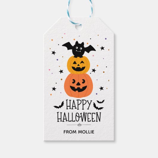Halloween Classroom Pumpkin Bats Gift Tag Geschenkanhänger (Vorderseite)