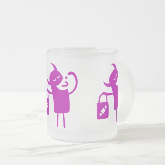 Halloween Clip Art Monster Trick oder Treater Tass Mattglastasse (VorderseiteRechts)