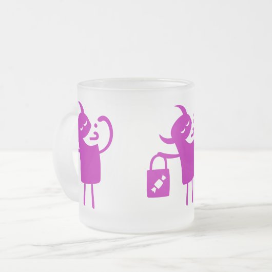 Halloween Clip Art Monster Trick oder Treater Tass Mattglastasse (Vorderseite Links)