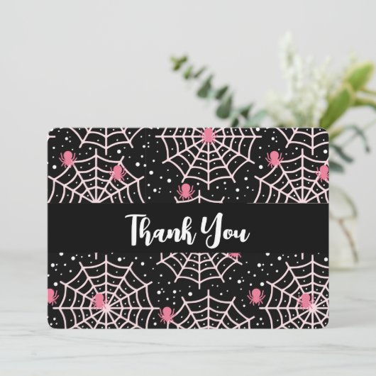 Halloween Cobnets & Spiders Pattern Dankeskarte (Stehend Vorderseite)