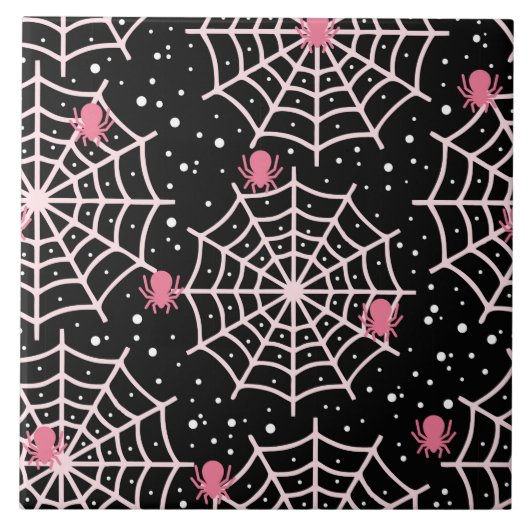 Halloween Cobnets & Spiders Pattern Fliese (Vorderseite)