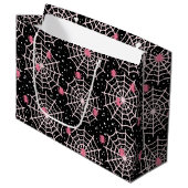 Halloween Cobnets & Spiders Pattern Große Geschenktüte (Vorderseite Schrägansicht)