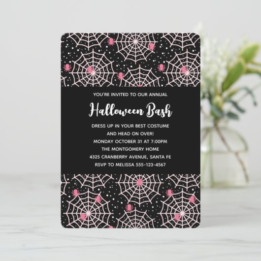 Halloween Cobnets & Spiders Pattern-Party Einladung (Stehend Vorderseite)