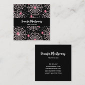 Halloween Cobnets & Spiders Pattern Quadratische Visitenkarte (Vorne/Hinten)