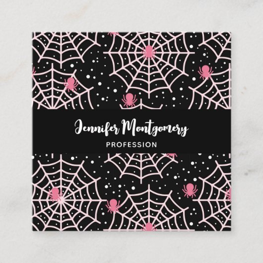 Halloween Cobnets & Spiders Pattern Quadratische Visitenkarte (Vorderseite)