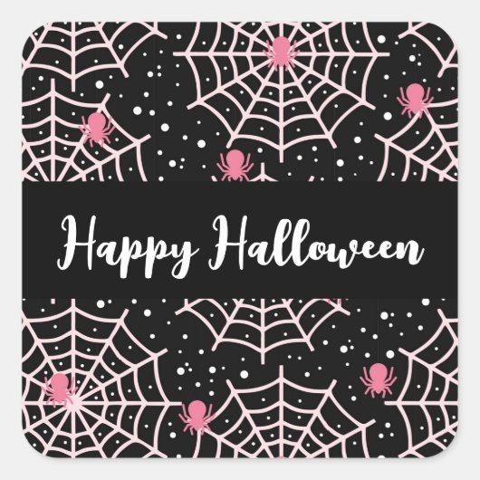 Halloween Cobnets & Spiders Pattern Quadratischer Aufkleber (Vorderseite)