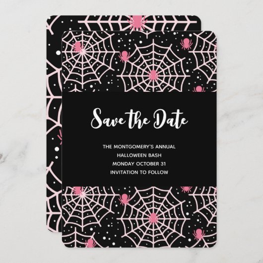 Halloween Cobnets & Spiders Pattern Save The Date (Vorne/Hinten)