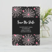 Halloween Cobnets & Spiders Pattern Save The Date (Stehend Vorderseite)