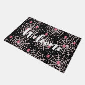 Halloween Cobwebens & Spiders Muster Willkommen Fußmatte (Schrägansicht)