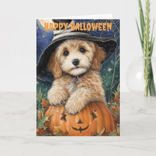 Halloween Cockapoo Dog Feiertagskarte (Vorderseite)
