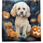 Halloween Cockapoo mit Pumpkins Beängstigend Duschvorhang (Vorderseite)