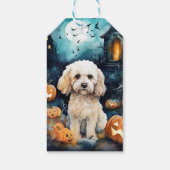 Halloween Cockapoo mit Pumpkins Beängstigend Geschenkanhänger (Rückseite)