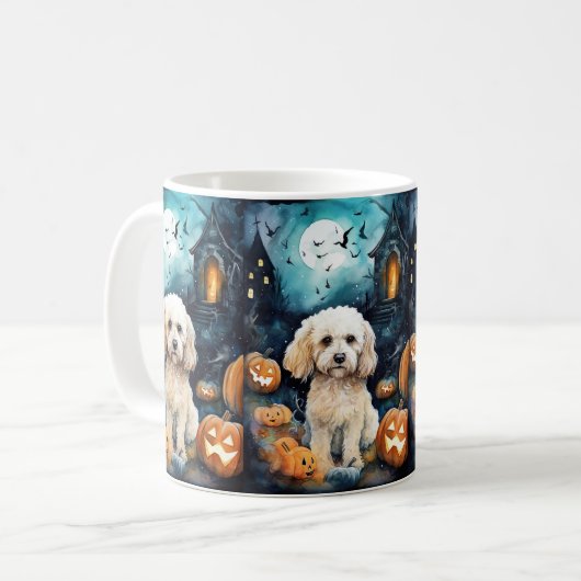 Halloween Cockapoo mit Pumpkins Beängstigend Kaffeetasse (Vorderseite Links)
