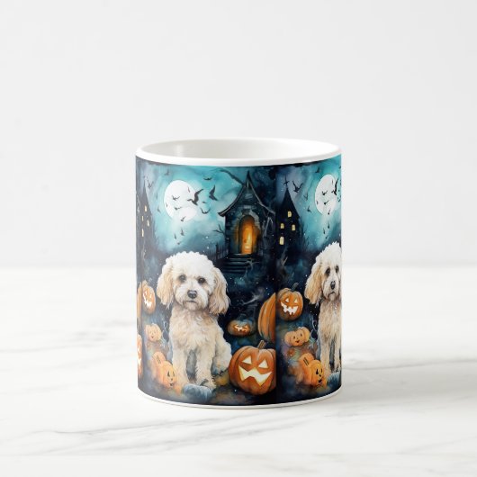 Halloween Cockapoo mit Pumpkins Beängstigend Kaffeetasse (Mittel)