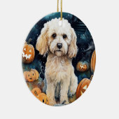 Halloween Cockapoo mit Pumpkins Beängstigend Keramik Ornament (Rechts)