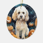 Halloween Cockapoo mit Pumpkins Beängstigend Keramik Ornament (Links)