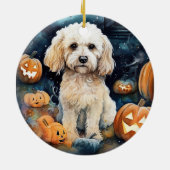 Halloween Cockapoo mit Pumpkins Beängstigend Keramik Ornament (Hinten)