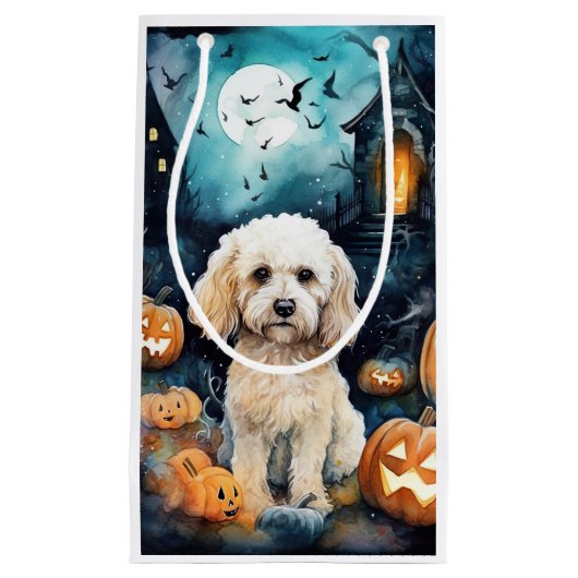 Halloween Cockapoo mit Pumpkins Beängstigend Kleine Geschenktüte (Vorderseite)