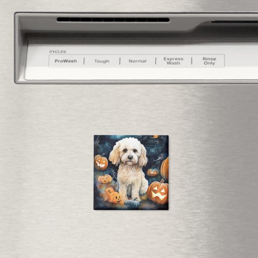 Halloween Cockapoo mit Pumpkins Beängstigend Magnet (In Situ (Geschirrspüler))